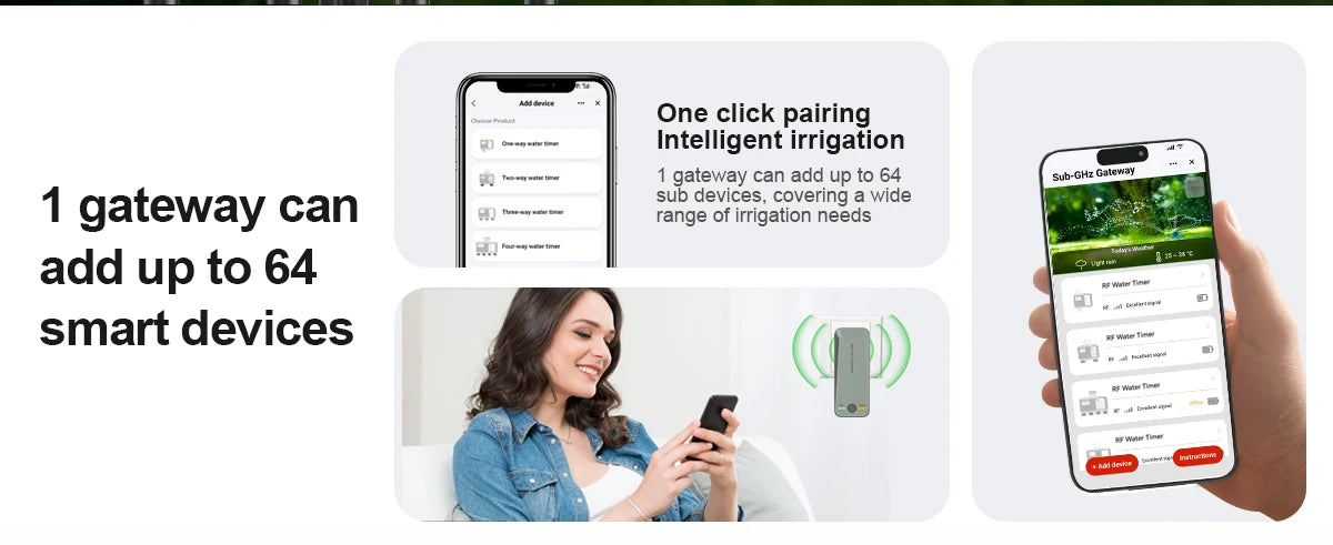 Sistema de riego inteligente automático
Smart drip irrigation · WiFi · app-controlled · soil sensor