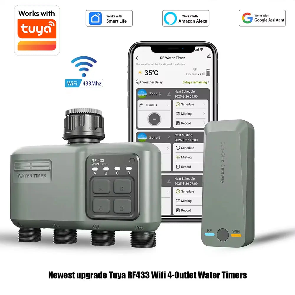 Sistema de riego inteligente automático
Smart drip irrigation · WiFi · app-controlled · soil sensor