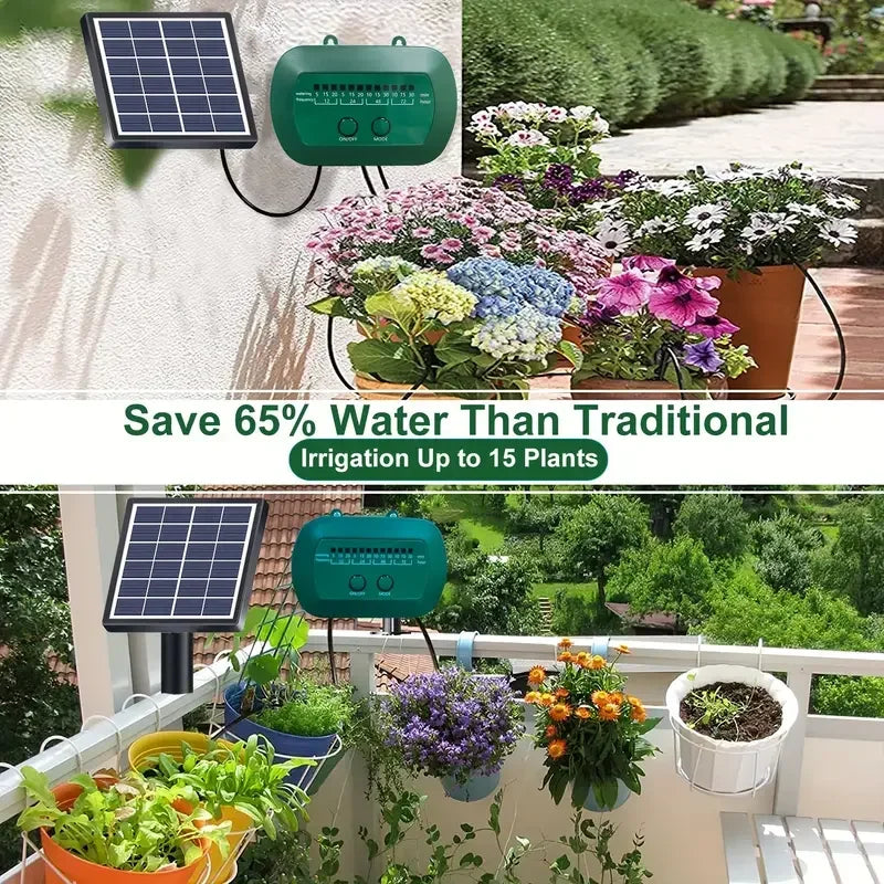 Kit de riego solar inteligente de 6 V y 2 W con batería integrada de 1800 mAh para riego de plantas en maceta. Dispositivo de riego programable para bricolaje.