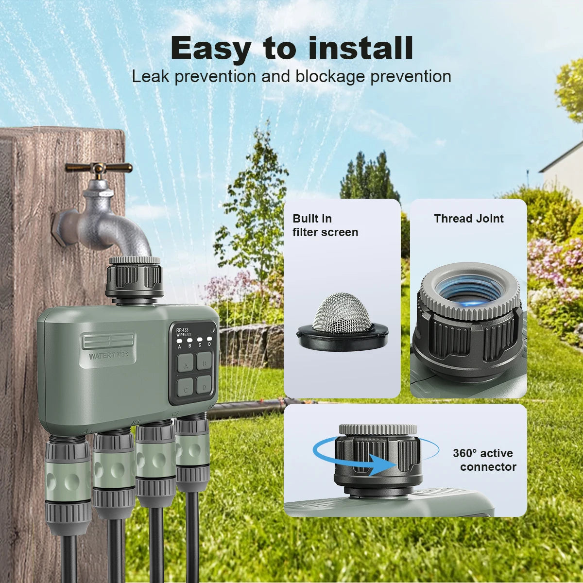 Sistema de riego inteligente automático
Smart drip irrigation · WiFi · app-controlled · soil sensor