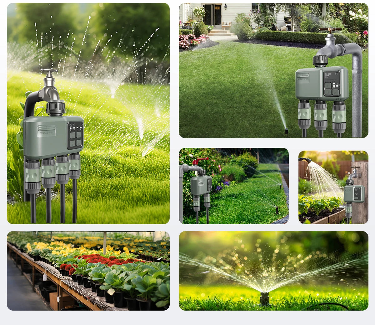 Sistema de riego inteligente automático
Smart drip irrigation · WiFi · app-controlled · soil sensor