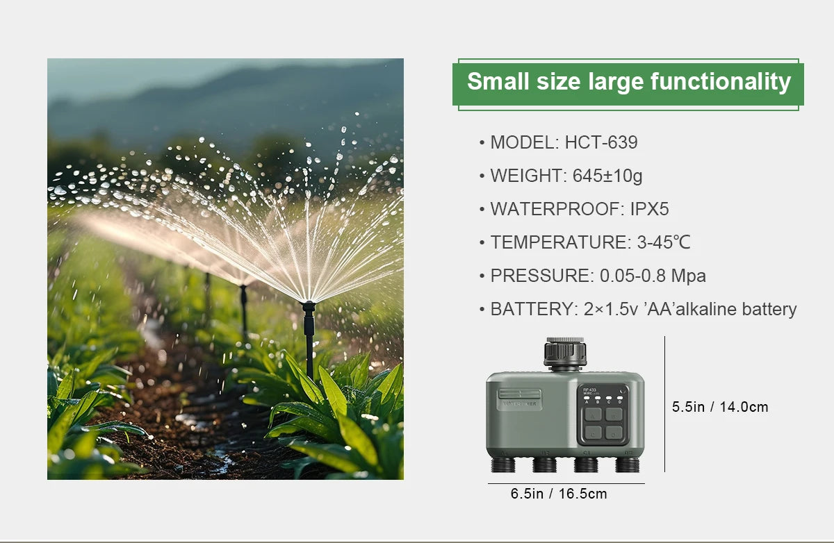 Sistema de riego inteligente automático
Smart drip irrigation · WiFi · app-controlled · soil sensor