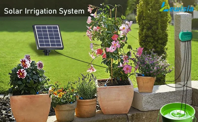 Kit de riego solar inteligente de 6 V y 2 W con batería integrada de 1800 mAh para riego de plantas en maceta. Dispositivo de riego programable para bricolaje.